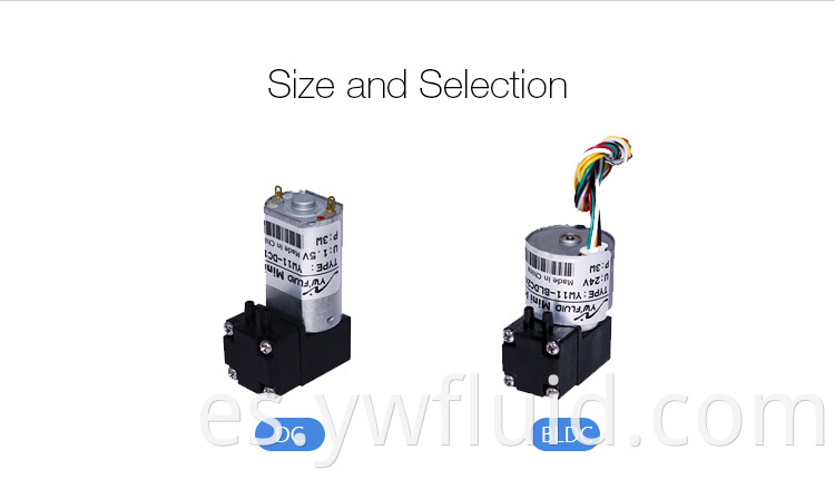 YWFLUID YW11-BLDC Motor sin escobillas Micro Vacuum Serie de 12V DC Mini Air Bomba